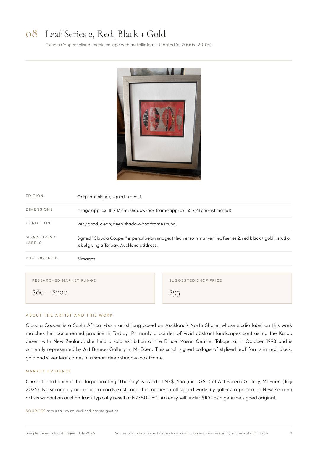 Sample research catalogue, page 9
