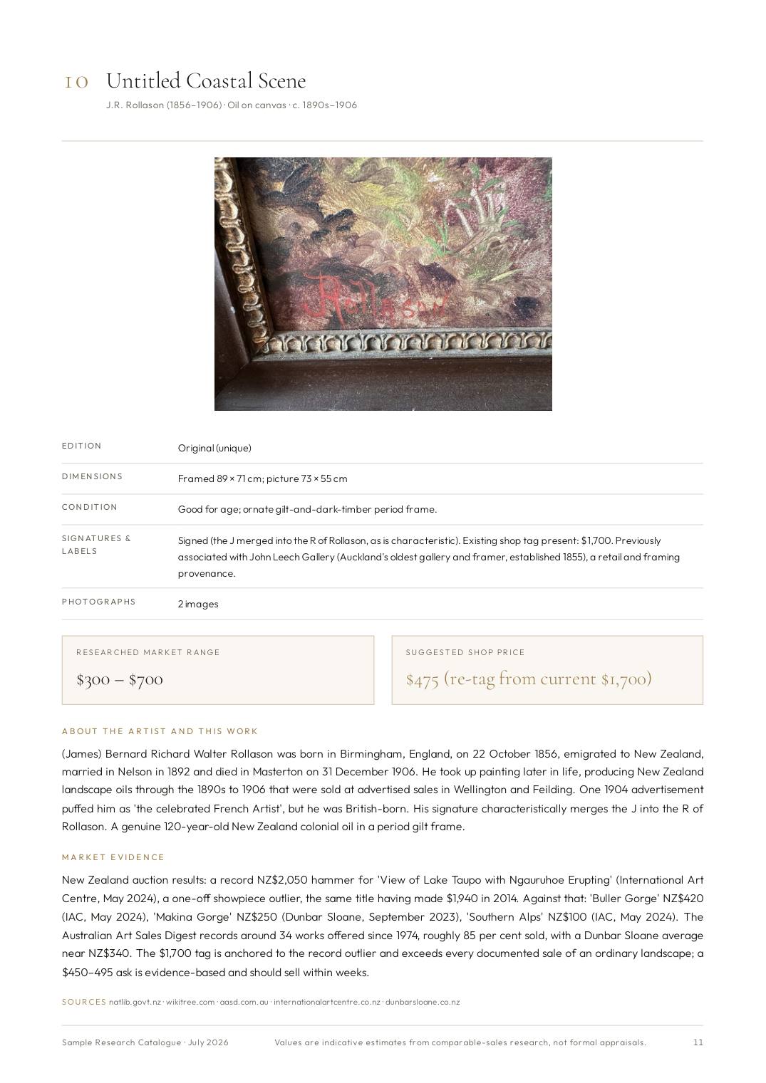 Sample research catalogue, page 11